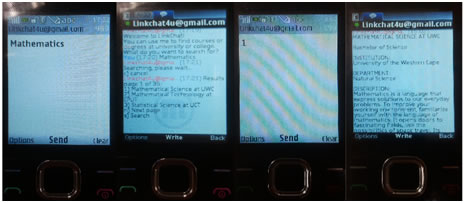 Screenshots showing the LinkChat search process