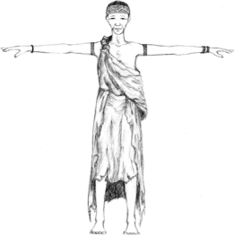 Reference sketch used to model the San storyteller